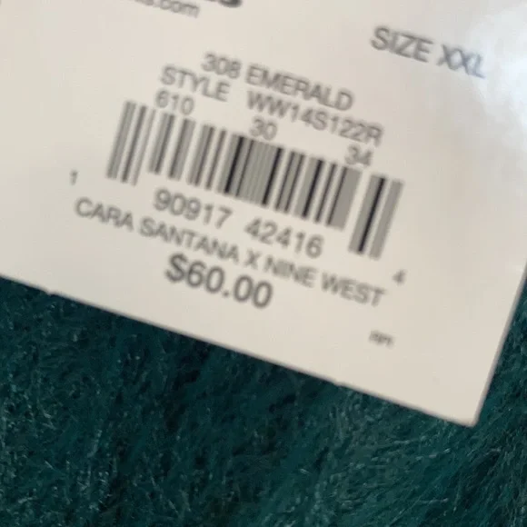 Relist 4/9 Nine West sequin chevron stripe soft green sweater XXL - Picture 14 of 15